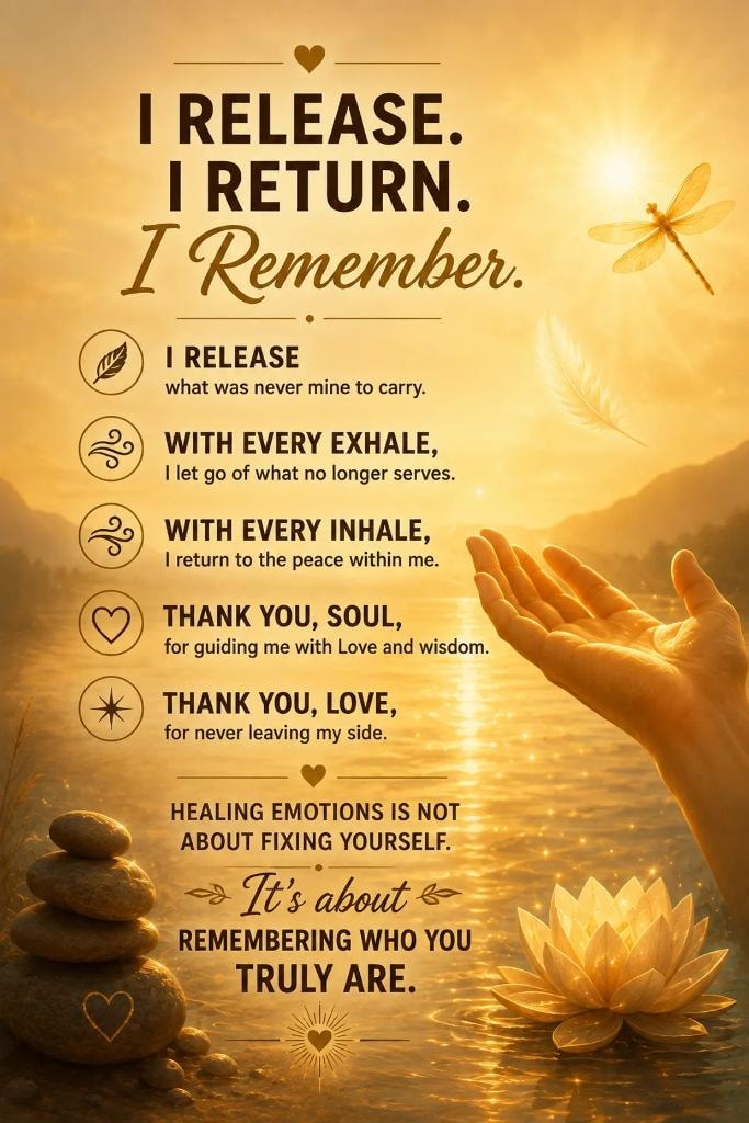 I Release. I Return. I Remember. — Healing emotions is about remembering who you truly are