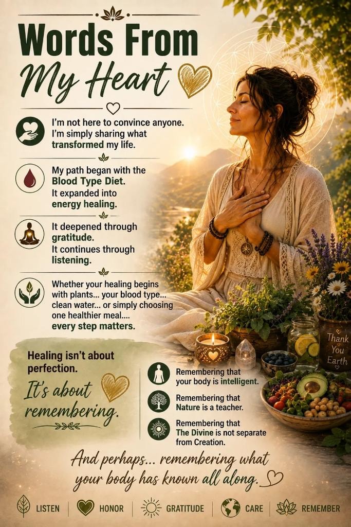 Words From My Heart — healing, blood type diet, gratitude