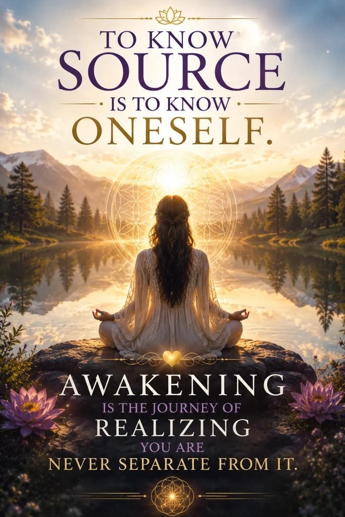 To Know Source Is To Know Oneself. Awakening is the journey of realizing you are never separate from it.